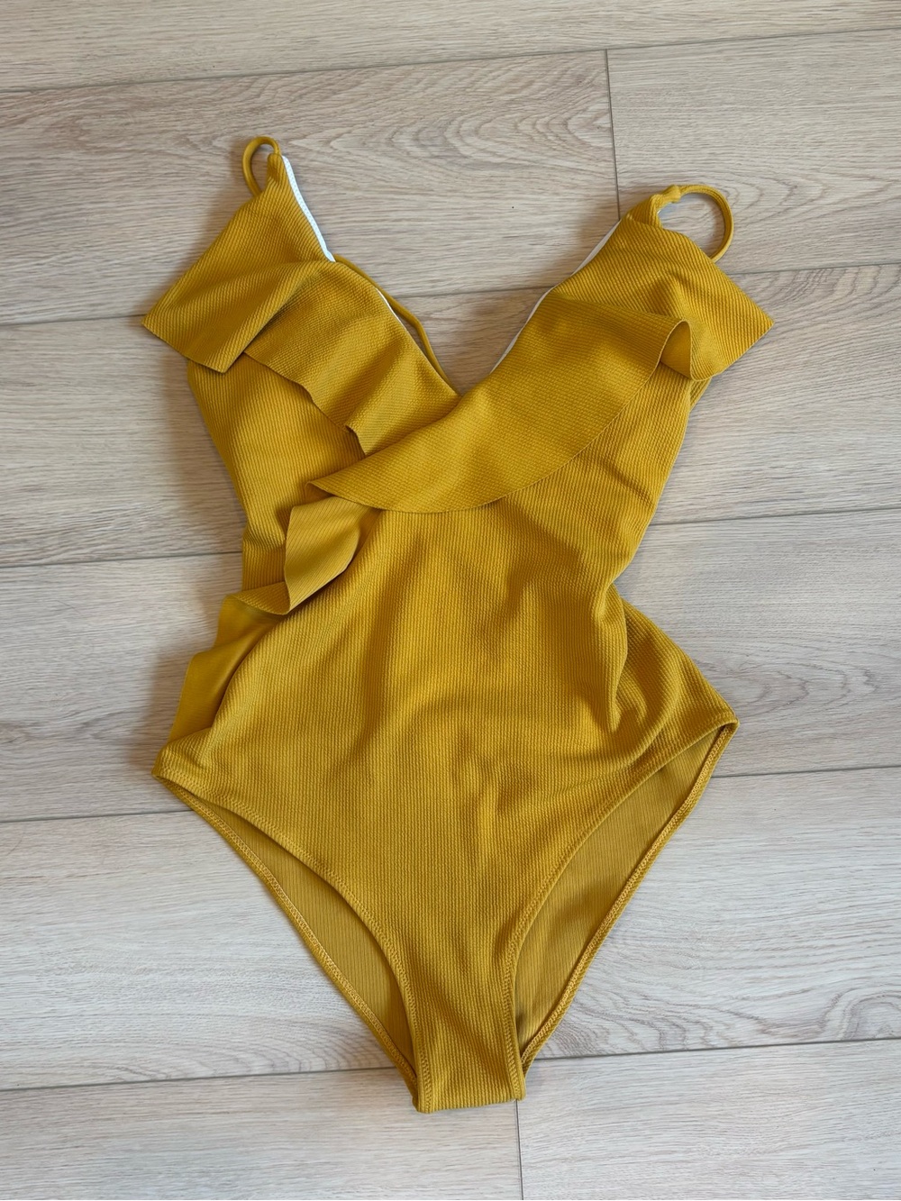 Women's Cupshe Ruffled One-Piece Swimsuit - Mustard Yellow